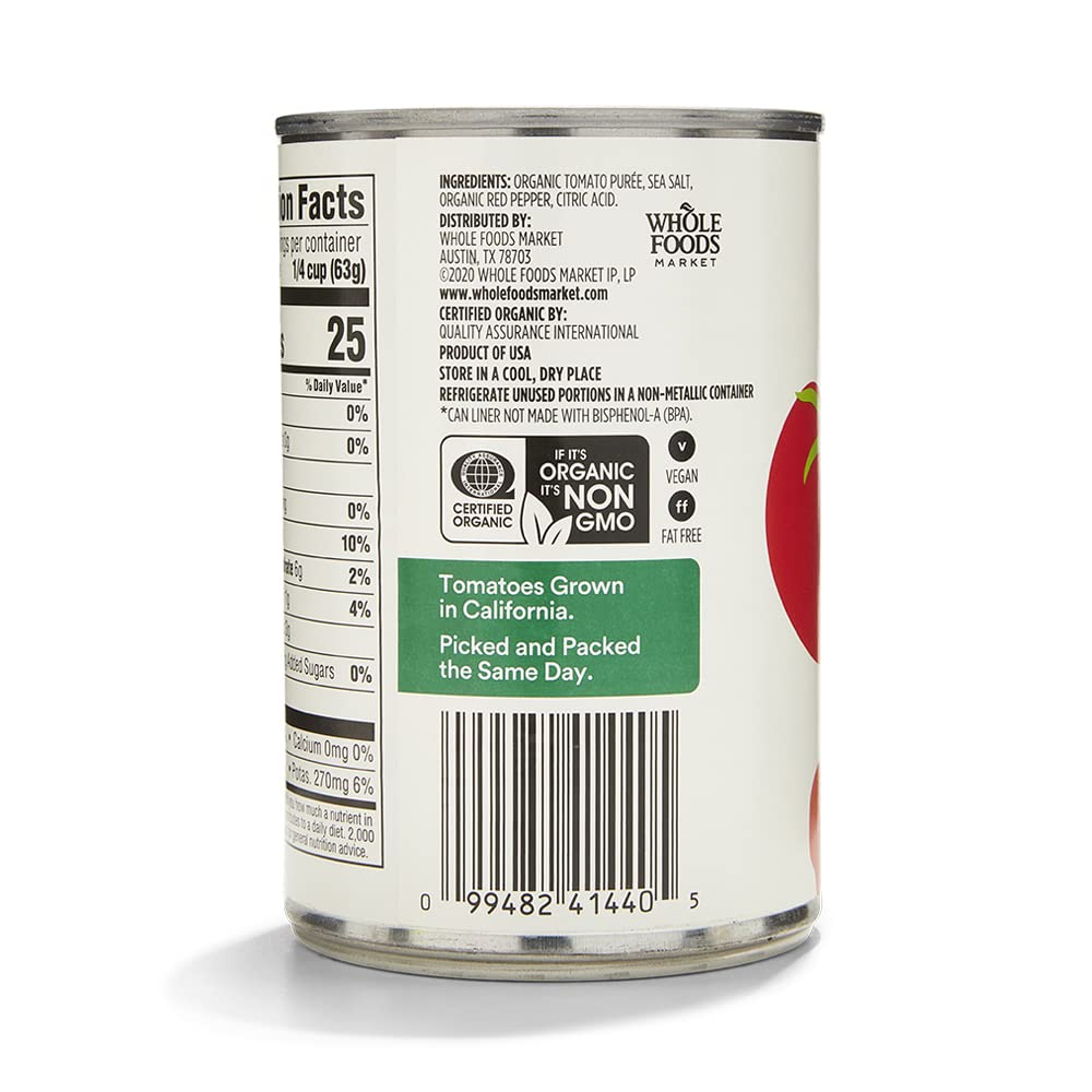 365 by Whole Foods Market, Organic Tomato Sauce, 15 Ounce