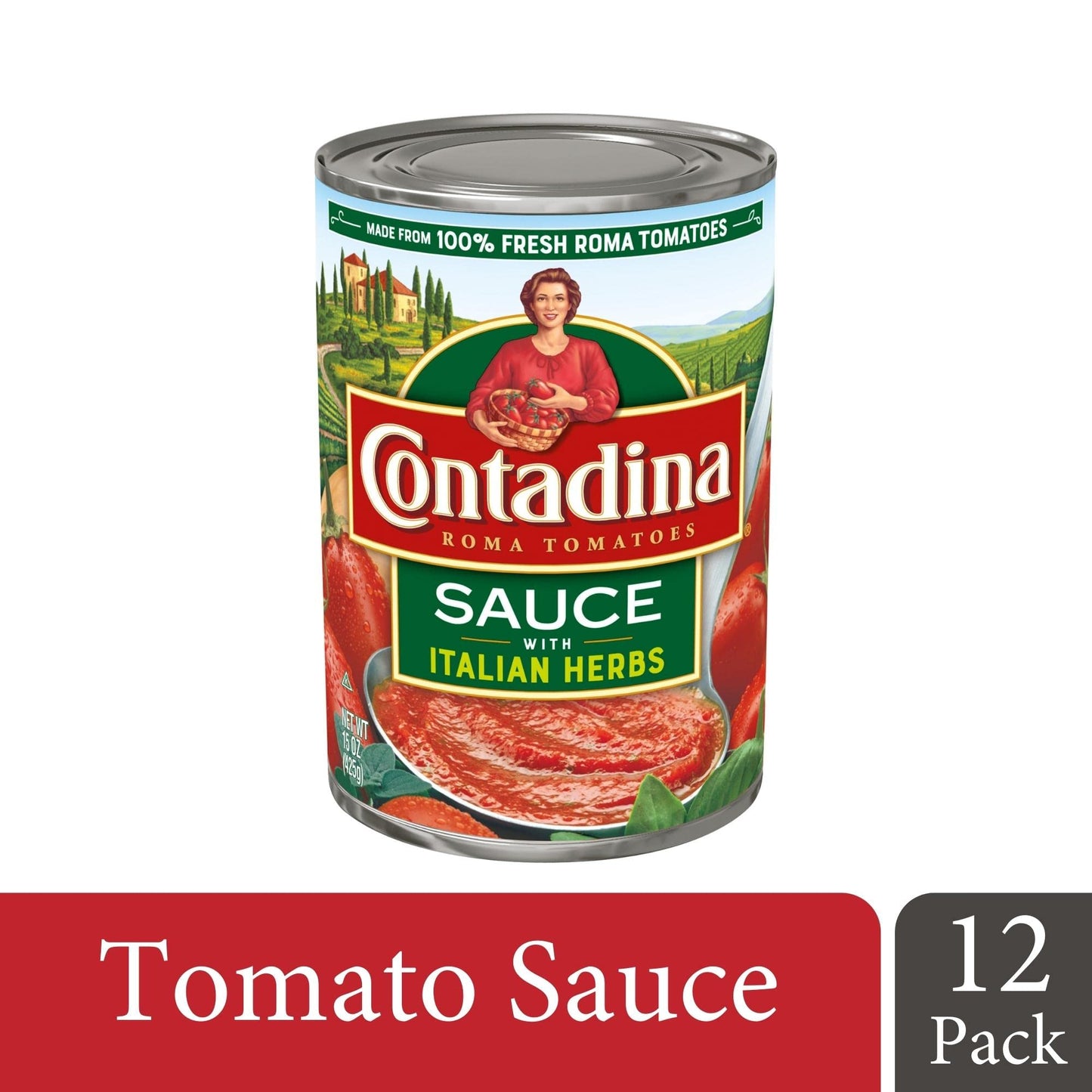 Contadina Tomato Sauce with Italian Herbs, 15 oz (Pack of 12 Cans)