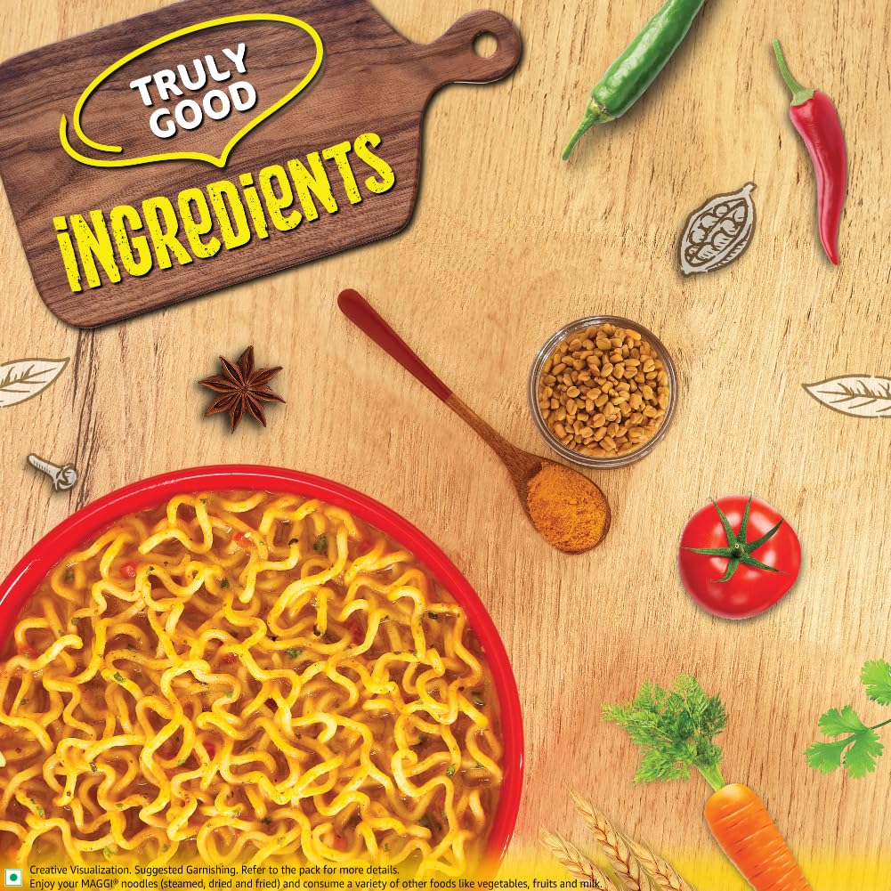 MAGGI 2-Minute Instant Noodles, Masala Noodles With Goodness Of Iron, Made With Choicest Quality Spices, Favourite Masala Taste, 70G ( Pack Of 12 ), 840 Gram