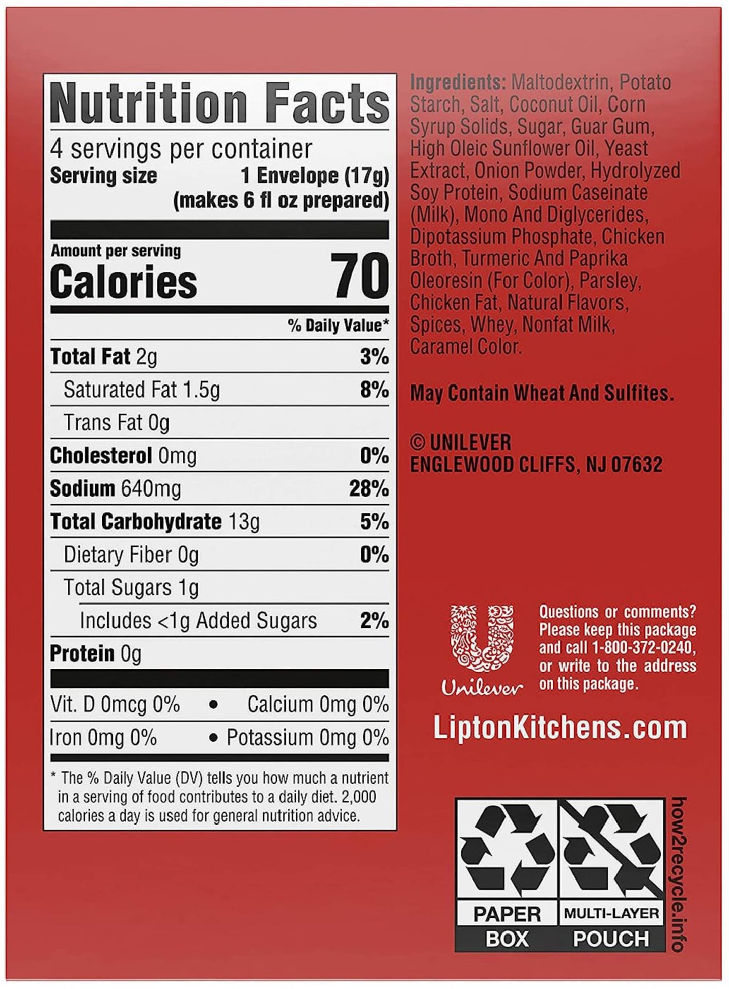 Lipton Cup-A-Soup Cream of Chicken, 2.4 Ounce (Pack of 6)