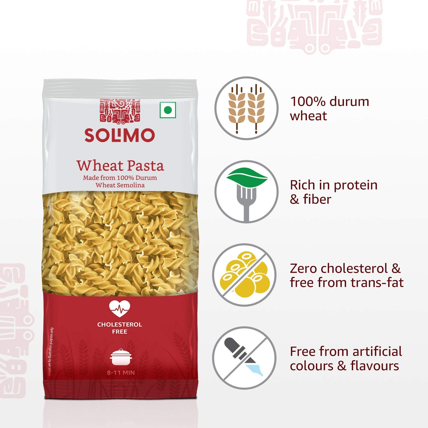 Amazon Brand - Solimo Durum Wheat Fusilli Pasta| 500 g Pack of 2