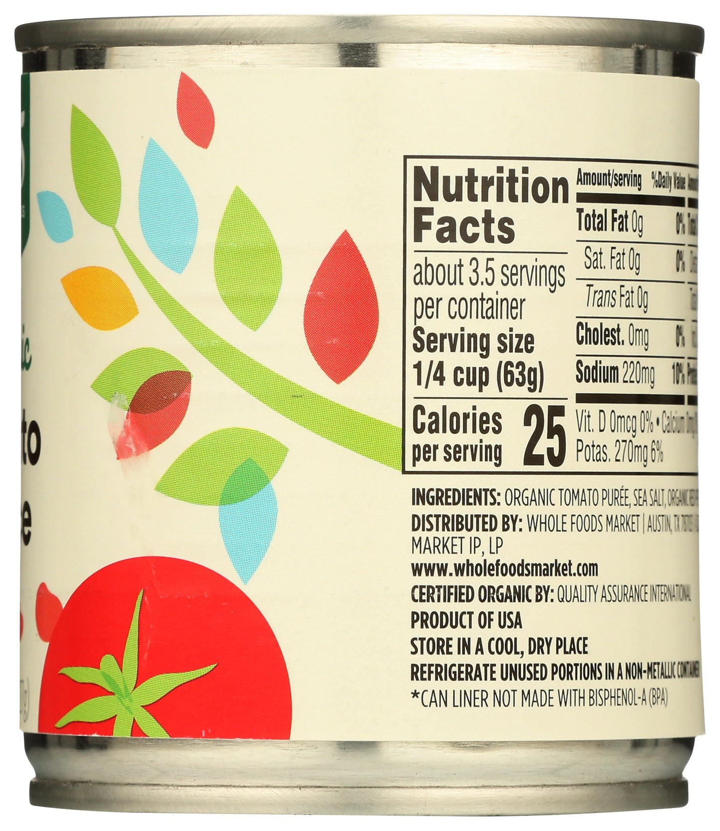 Whole Foods Sauce Tomato Organic 8 Ounce