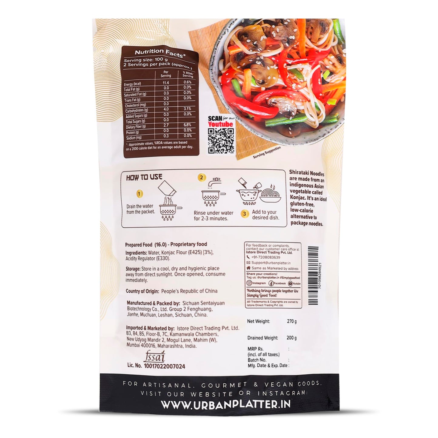 Platter Shirataki Noodles 270g [Pack of 3 Keto-Friendly