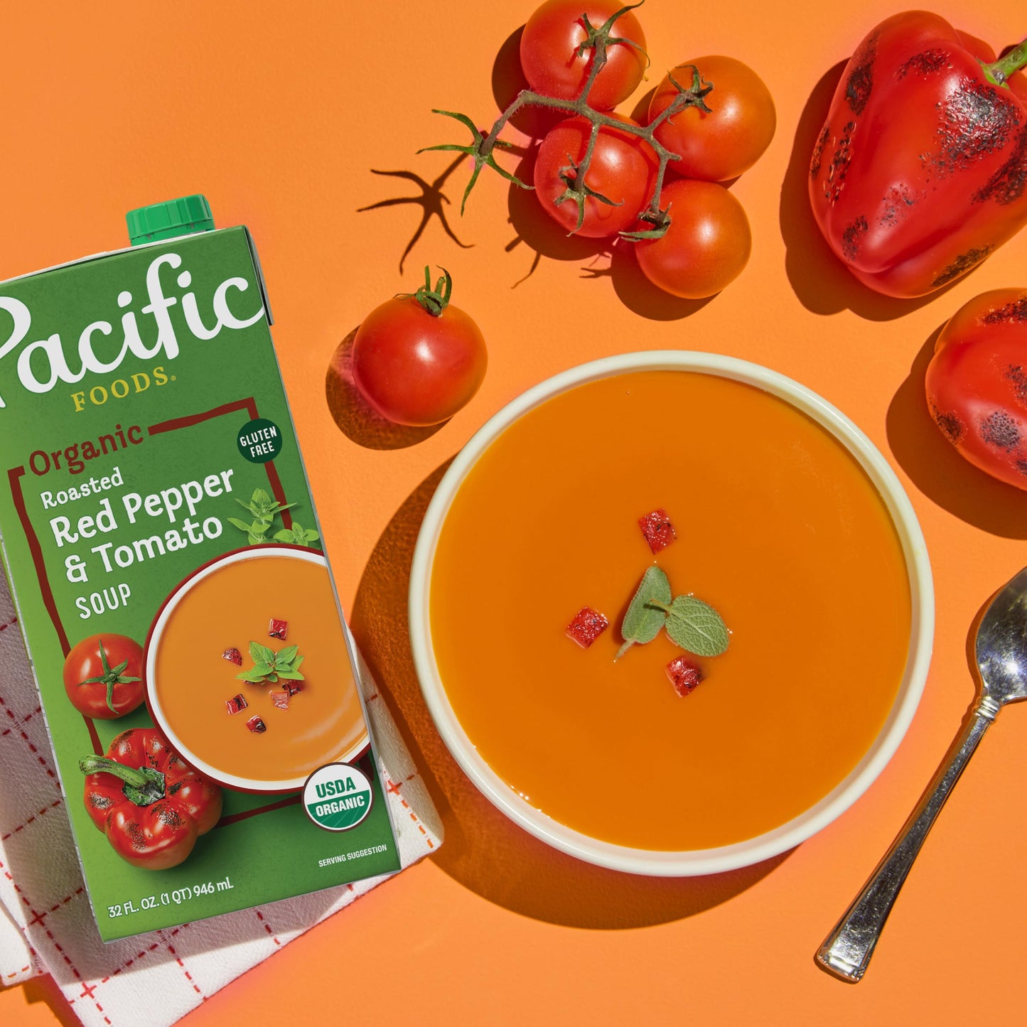 Pacific Foods Organic Roasted Red Pepper and Tomato Soup, 32 fl oz Carton