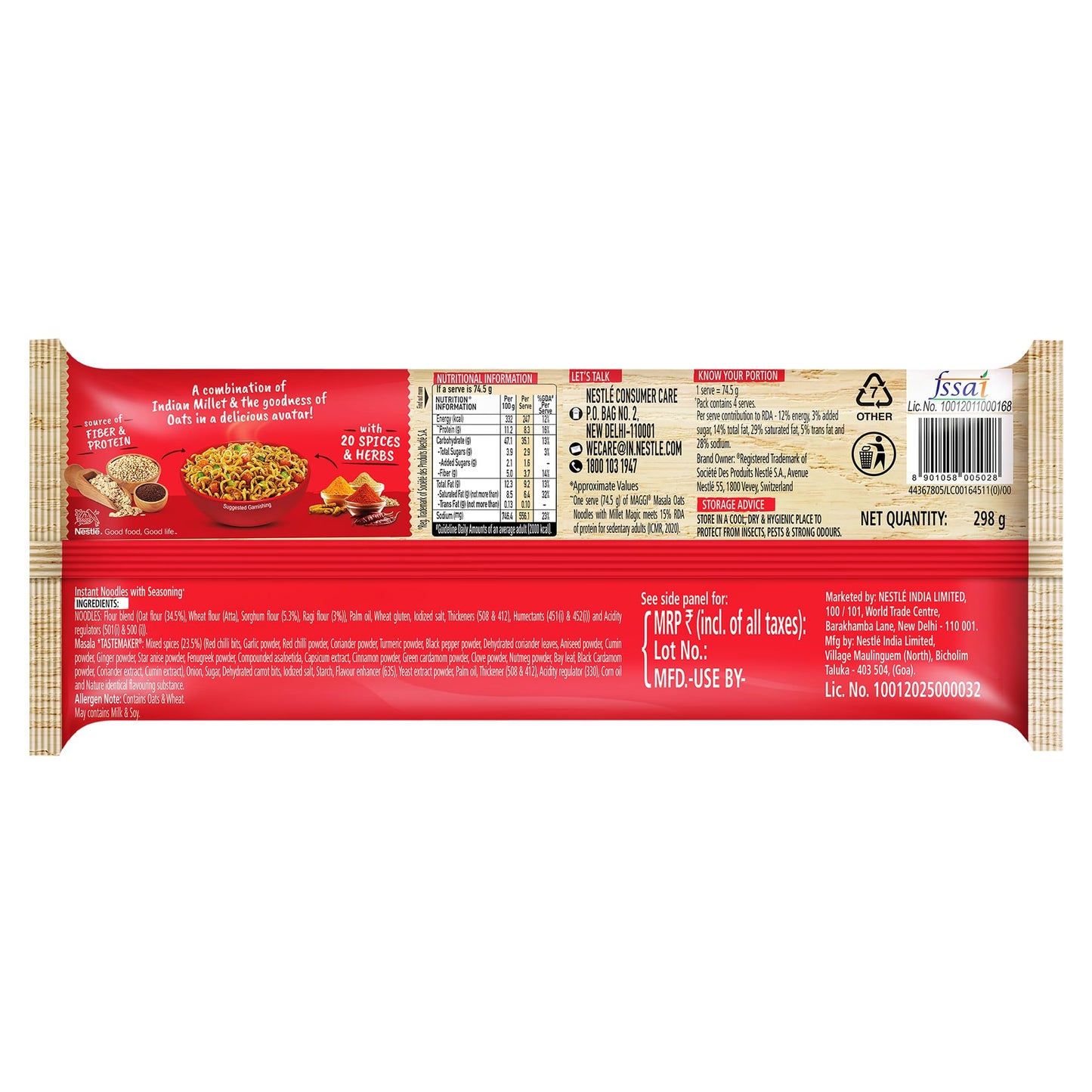 Nutri-Licious Masala Oats Instant Noodles With Millet Magic