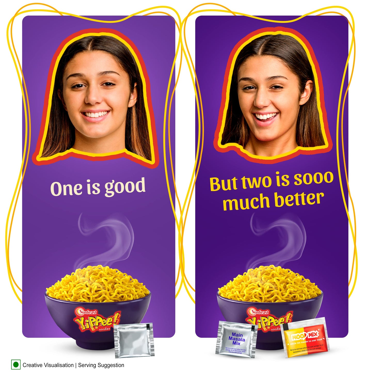 Sunfeast YiPPee! Mood Masala, Instant Noodles (Pack of 4), 280g