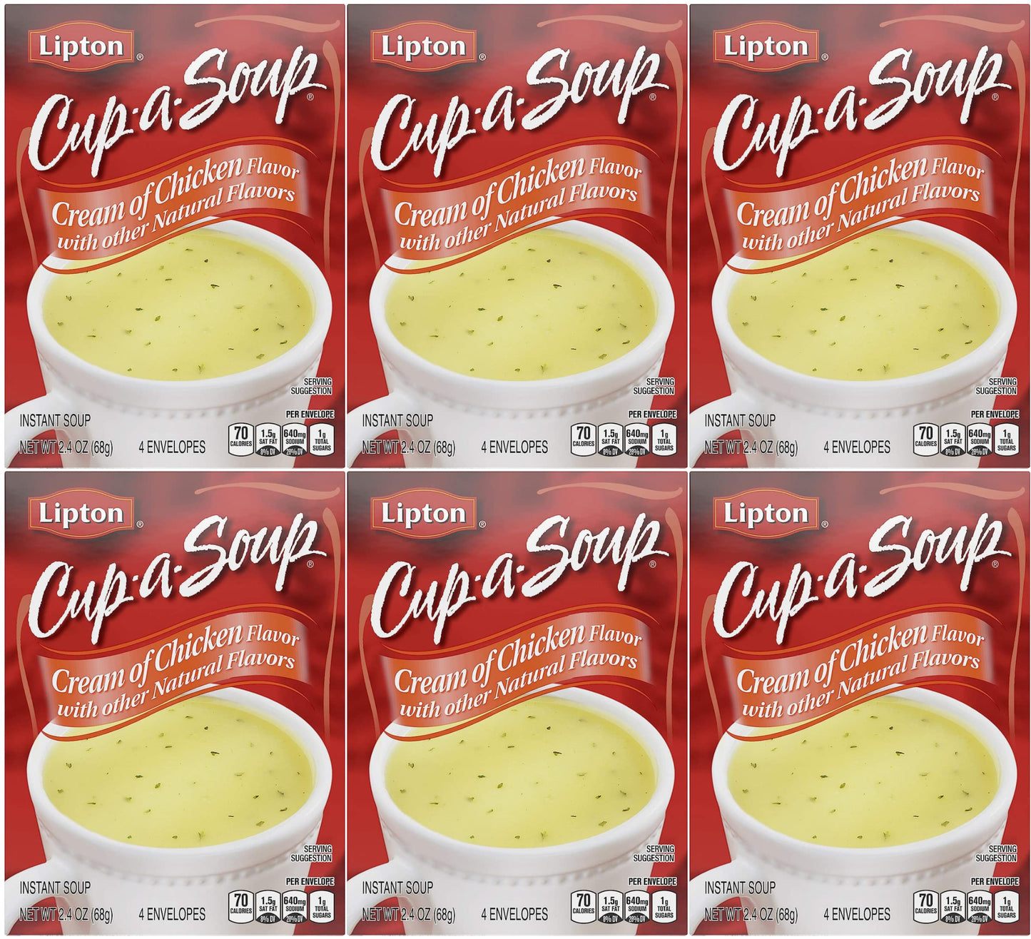 Lipton Cup-A-Soup Cream of Chicken, 2.4 Ounce (Pack of 6)