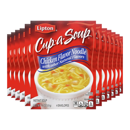 SOUP SECRETS Lipton Cup-a-Soup Instant Soup For a Warm Cup of Chicken Noodle Soup Made With Real Chicken Broth Flavor 1.8 oz 4 ct, Pack of 12